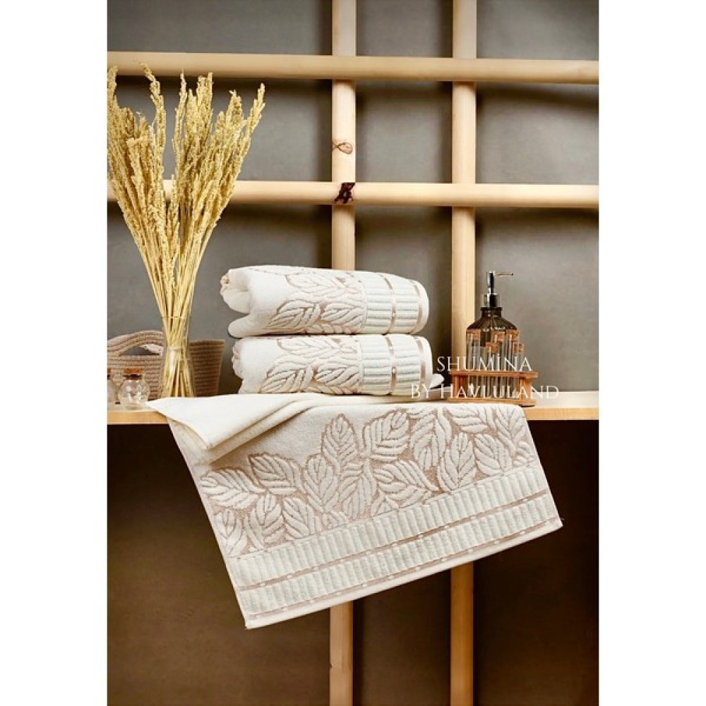 Shumina 2’li Kadife Gold Jakarlı 50x90 cm El Yüz Havlusu - Krem - 50 x 90 cm El / Yüz Havlusu Fiyatı