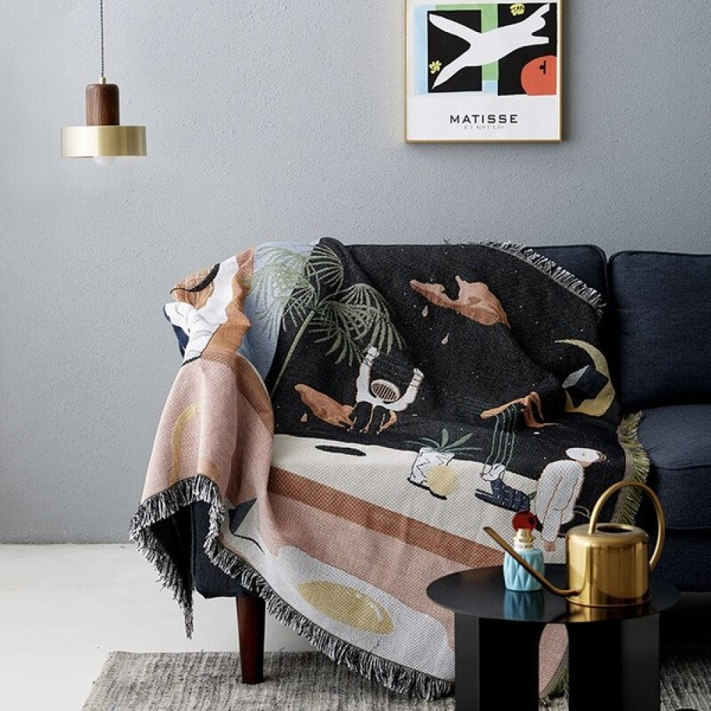Shun Astronot Desen Kanepe Battaniye (Yurt Dışından) - 90 x 150 cm - Siyah Battaniye Fiyatı
