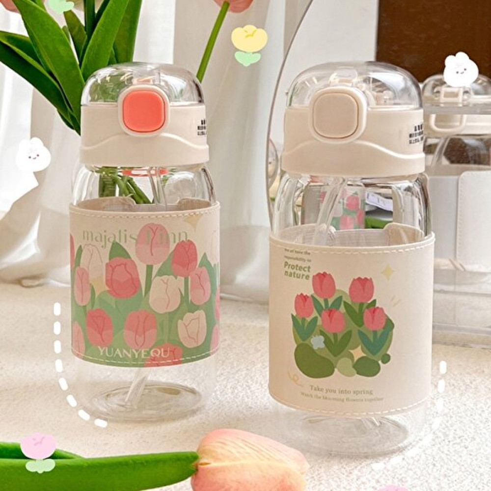 Shun Shop 2 Pcs Kawaii Lale Cam Su Şişesi Kapak Saman Kayışı 480 ml. (Yurt Dışından) - Şeffaf - 0.48 lt Suluk Fiyatı