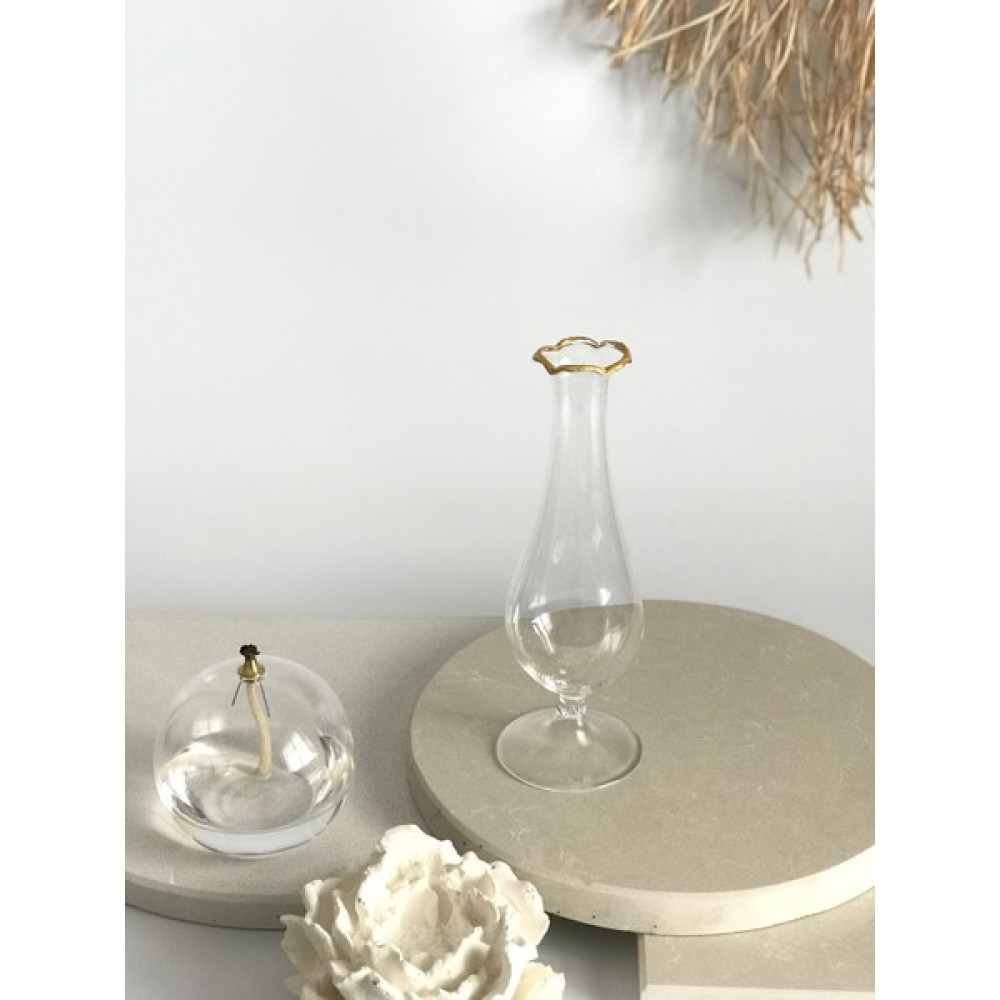 Shura Homeware Cam Vazo Gold Detaylı - Şeffaf Vazo Fiyatı