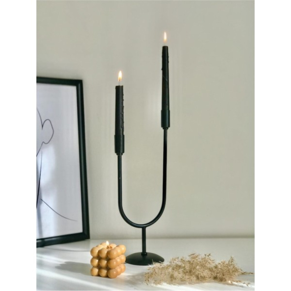 Shura Homeware Metal Şamdan & Mumluk 2 Kollu Dekoratif Siyah Şamdan Şamdan Fiyatı