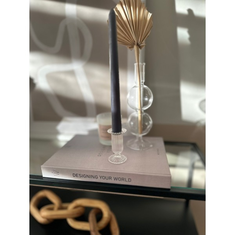 Shura Homeware Mini Cam Mumluk&şamdan Üfleme Cam Çizgili Şeffaf Cam Mumluk Şamdan Fiyatı