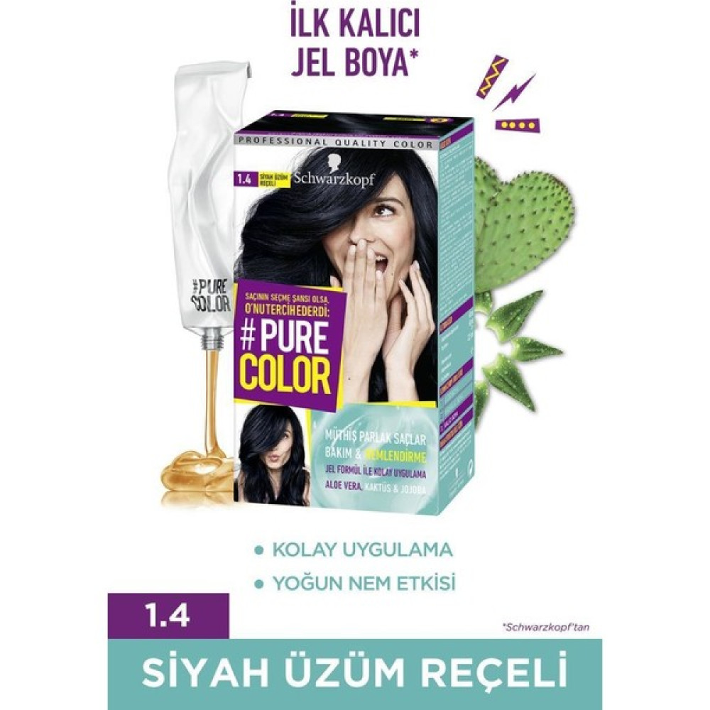 Shwarzkopf Pure Color Jel Saç Boyası 1.4 Siyah Üzüm Reçeli Saç Boyası Fiyatı