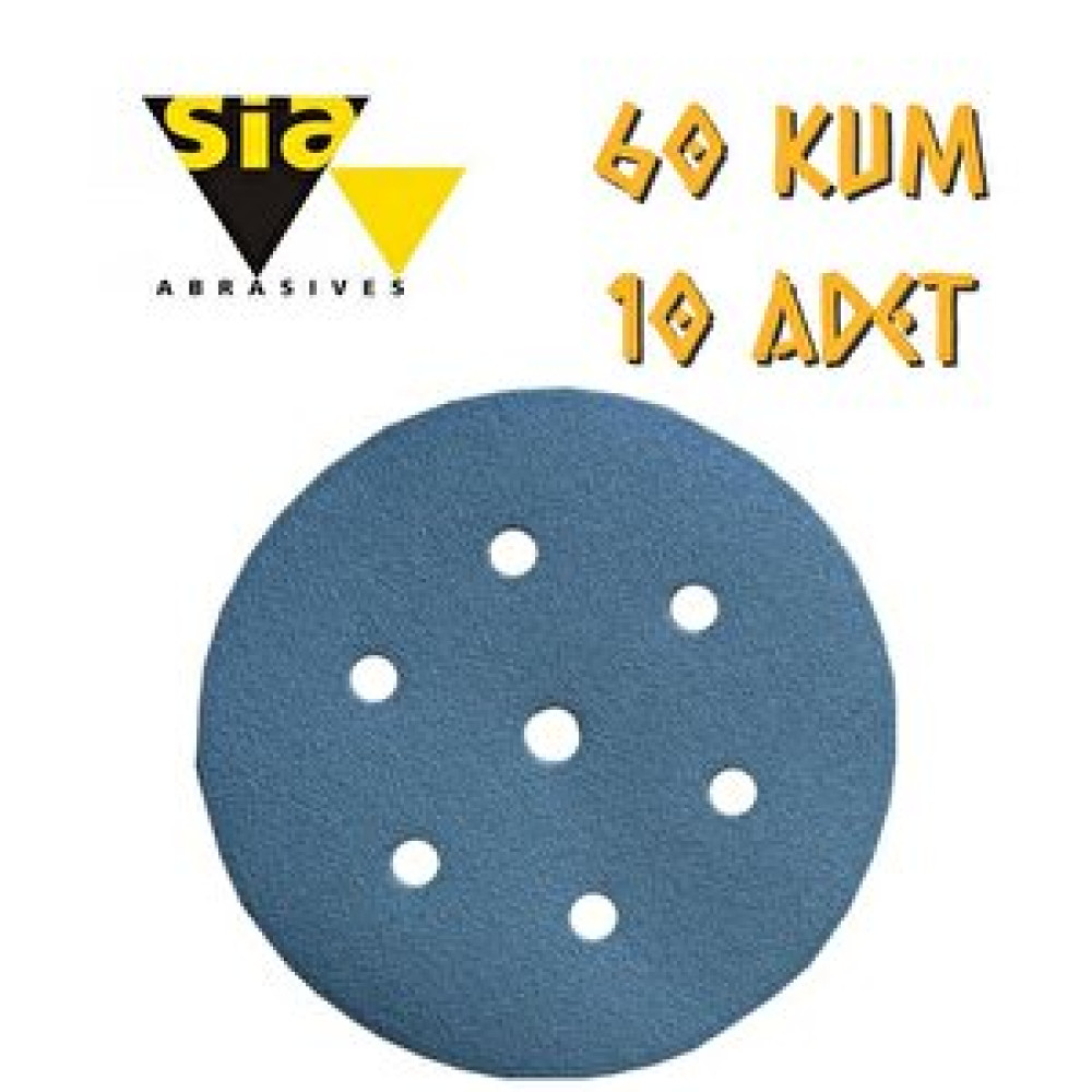 Sia 1949 Hookit 7 Delikli Cırt Zımpara 150 Mm - P60 Kum - 10 Adet Nalburiye & Hırdavat Fiyatı