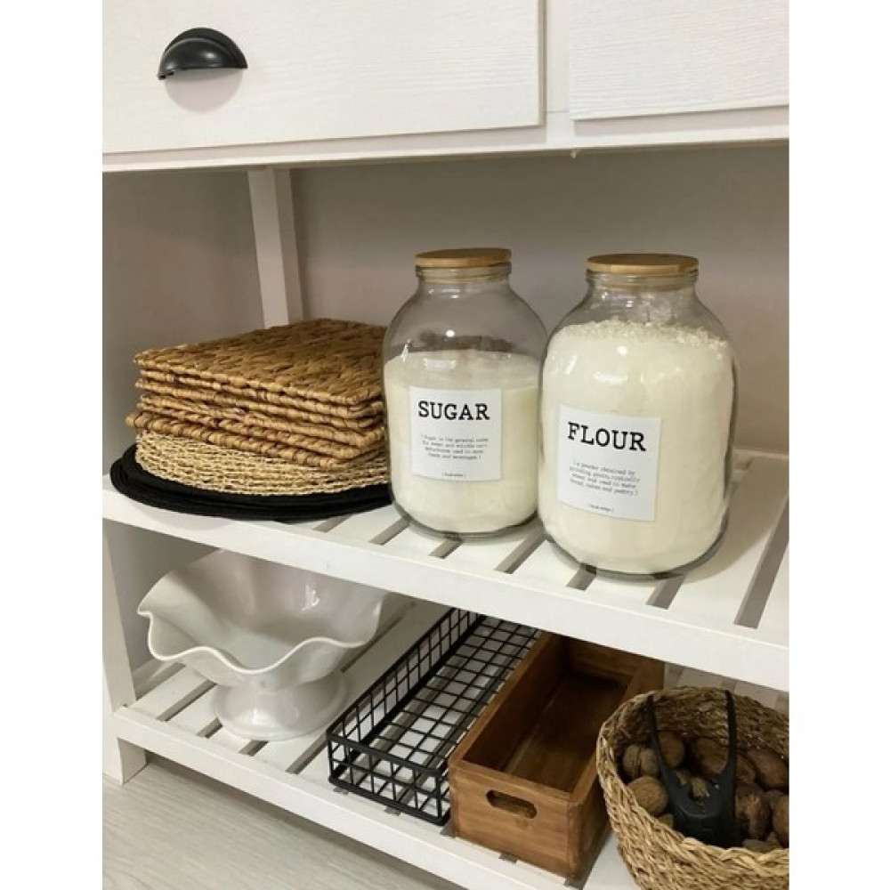 Sıcak Atölye Flour And Sugar Kavanoz - 2'Li Cam Un Ve Şeker Kavanozu Dekoratif - 1,5 Kg Kapasiteli Ahşap Kapak Saklama Kapları Fiyatı