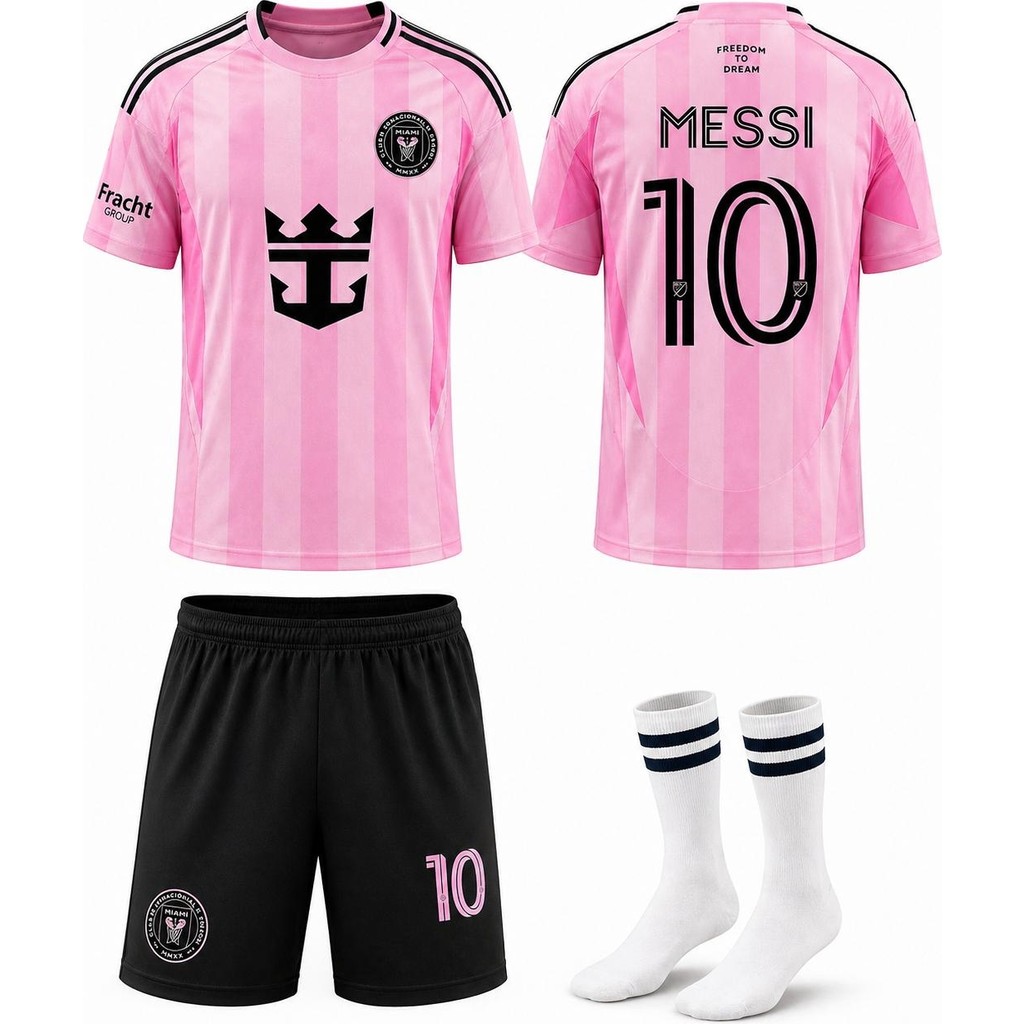 Sidas Inter Miami Lionel Messi 24/25 Yeni Sezon Deplasman Pembe Siyah Çocuk Forması 4 Lü Set Diğer Fiyatı