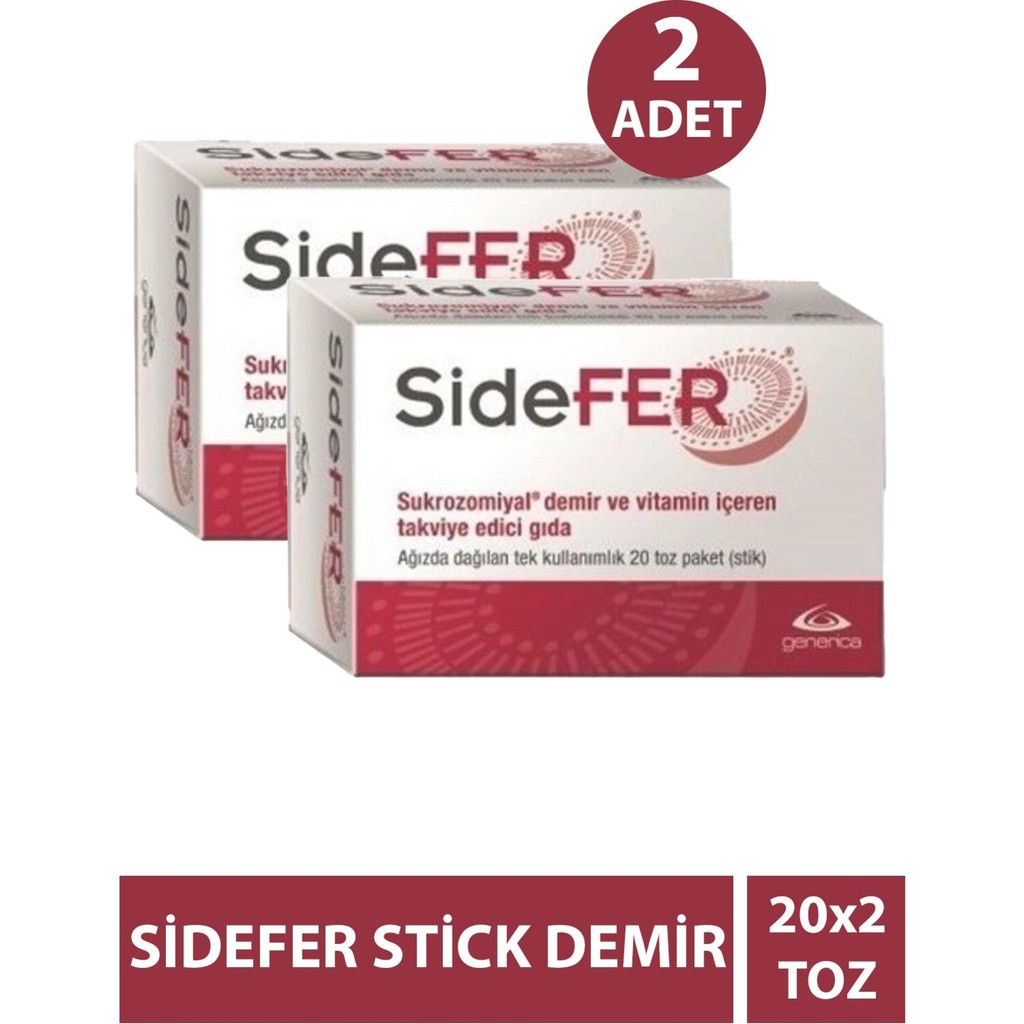 Sidefer 20 Sticks 2 Adet Toz Takviye Gıda Sukrozomiyal Demir İçeren Ürün Türkiye Menşeli Diğer Fiyatı