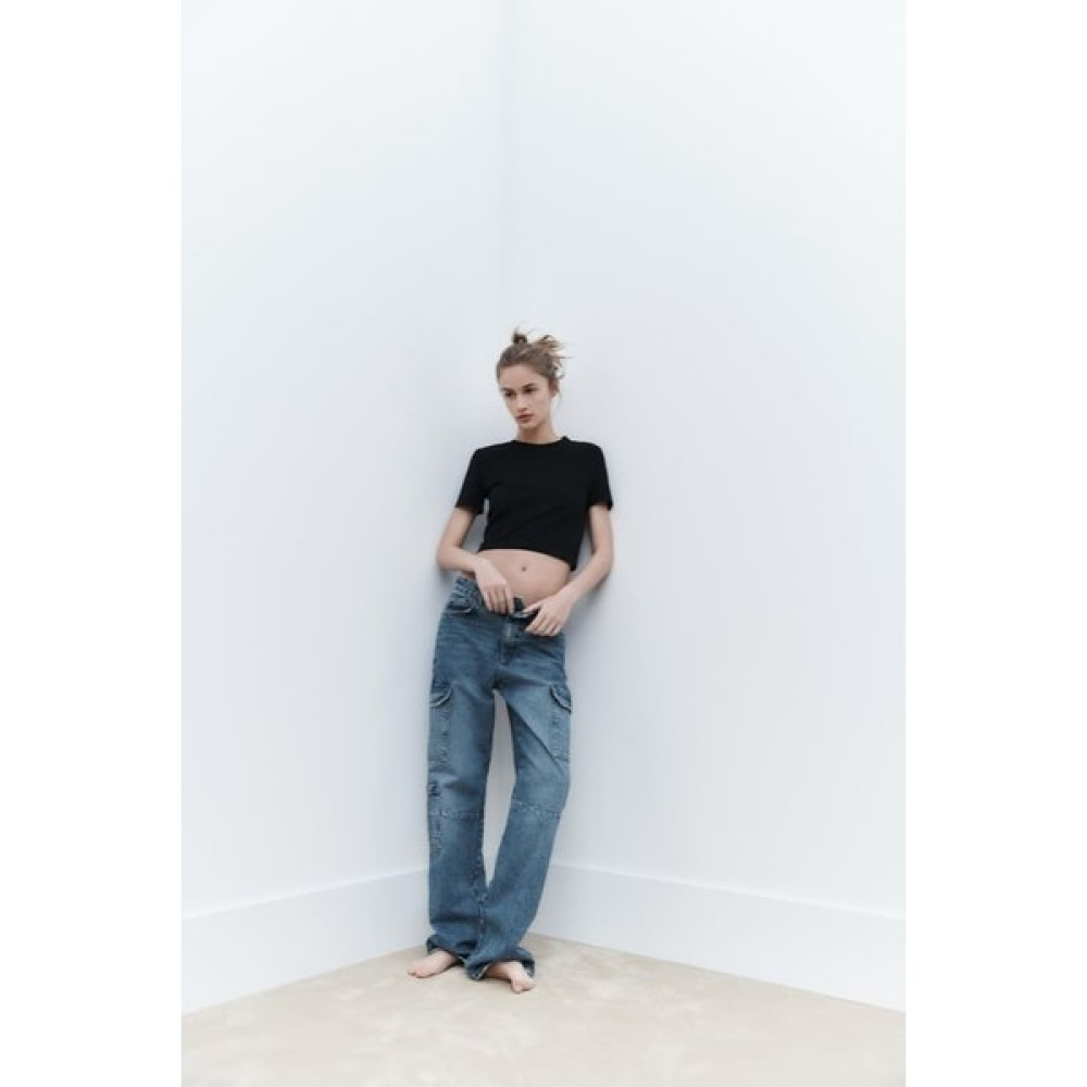 Sidelya Store Crop T-Shirt Düz Desen Slim Triko Bayan T-shirt Fiyatı