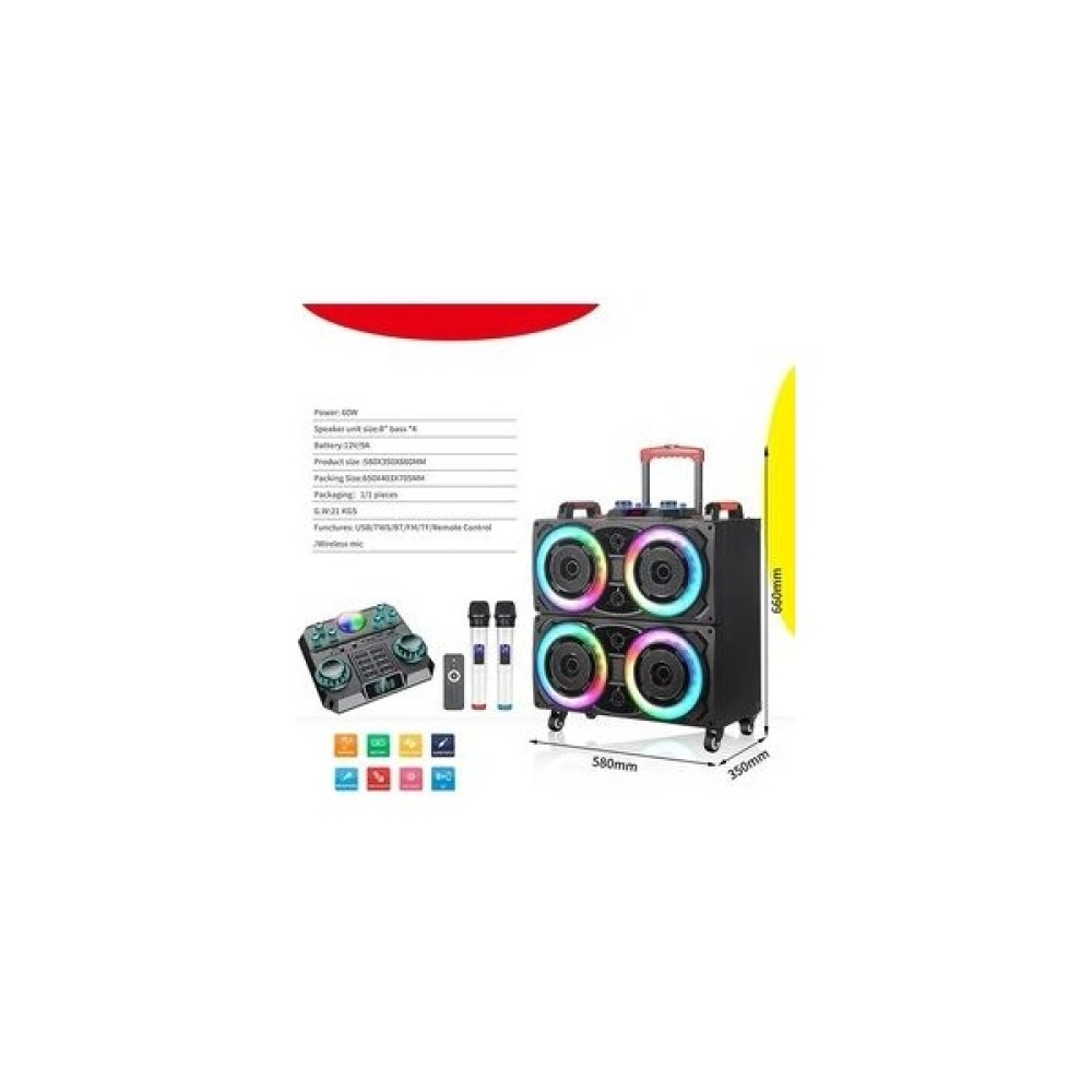 Sightzer NDR-8888 Büyük Boy Bluetooth Hoparlör Çift Mikrofonlu Tekerlekli Kablosuz Speaker Toplantı Anfi - Siyah Oto Boyaları Fiyatı