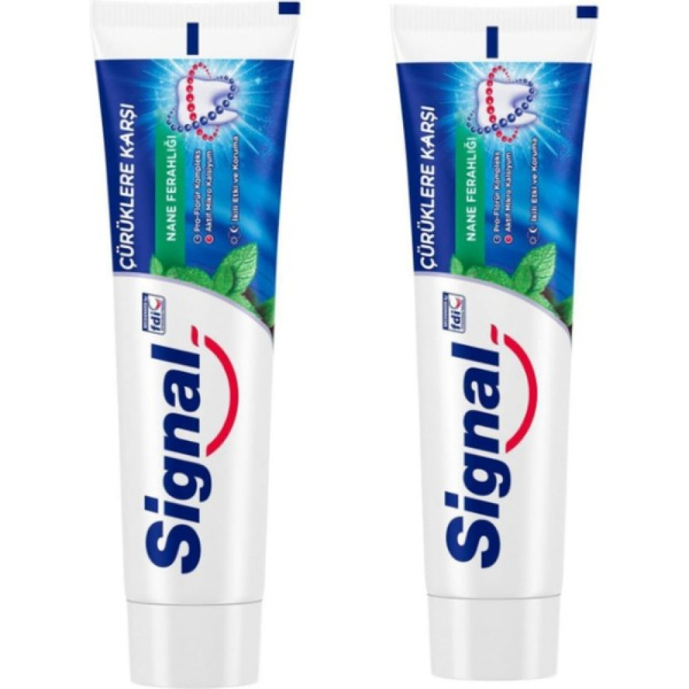 Signal Çürüklere Karşı Diş Macunu Nane Ferahlığı 100 ml 2’li  Diş Macunları Fiyatı