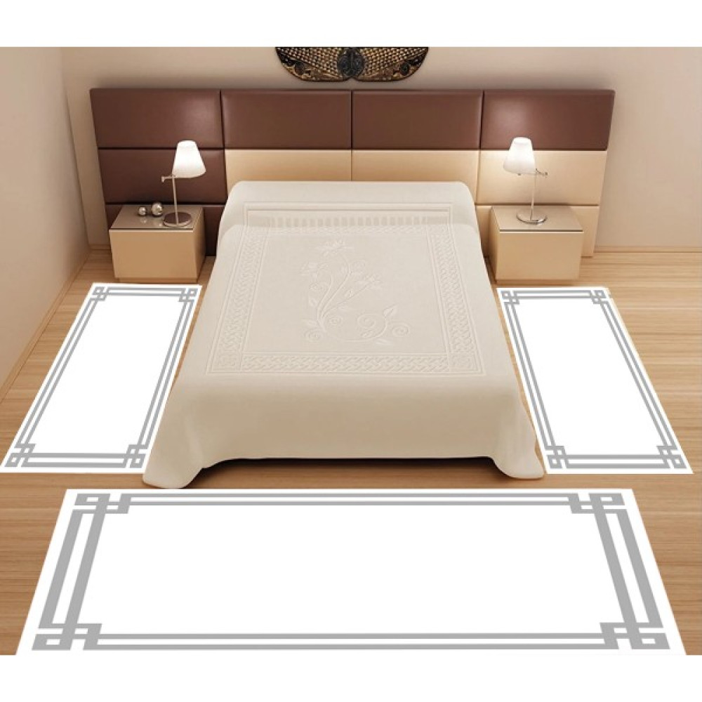 Sihirli Halı Dijital Baskı 3'lü Yatak Odası Halı Seti Yıkanabilir 80 x 150 (X2) 80 x 300 (X1) Beyaz HT430 - 80 x 150 cm Salon Halısı Fiyatı