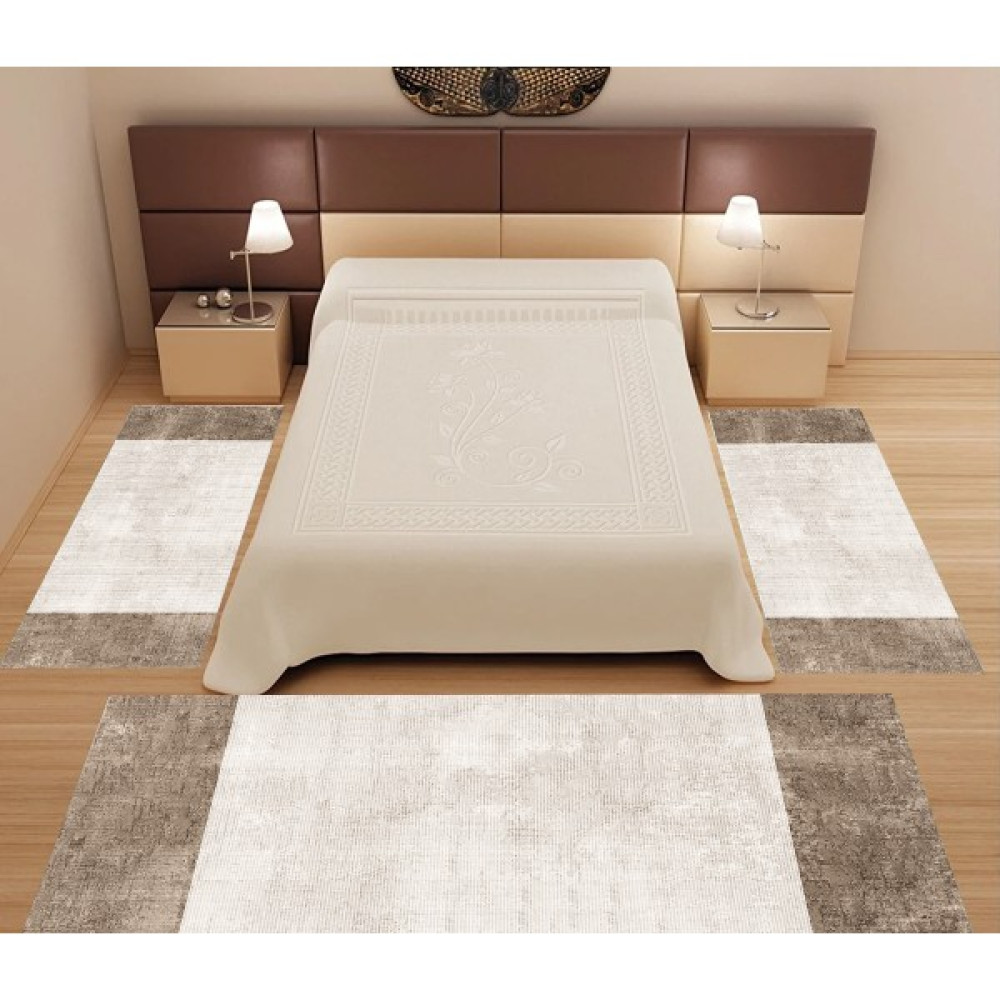 Sihirli Halı Dijital Baskı 3'lü Yatak Odası Halı Seti Yıkanabilir 80 x 150 (X2) 80 x 300 (X1) Kahve MLN382 - 80 x 150 cm Salon Halısı Fiyatı