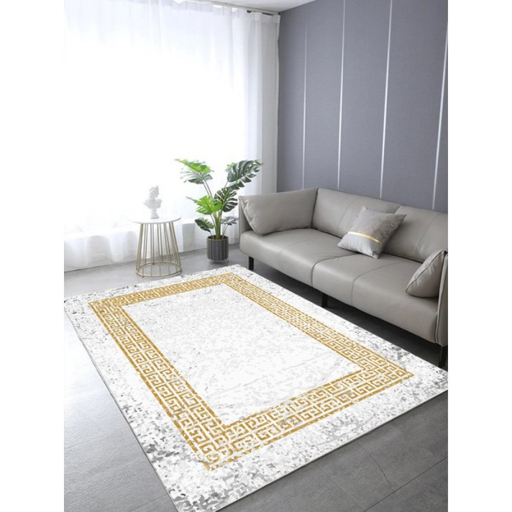 Sihirli Halı Dijital Baskı Dekoratif Kaymaz Taban Salon Mutfak Koridor Halısı SD1077 Gold - 60 x 100 cm Salon Halısı Fiyatı