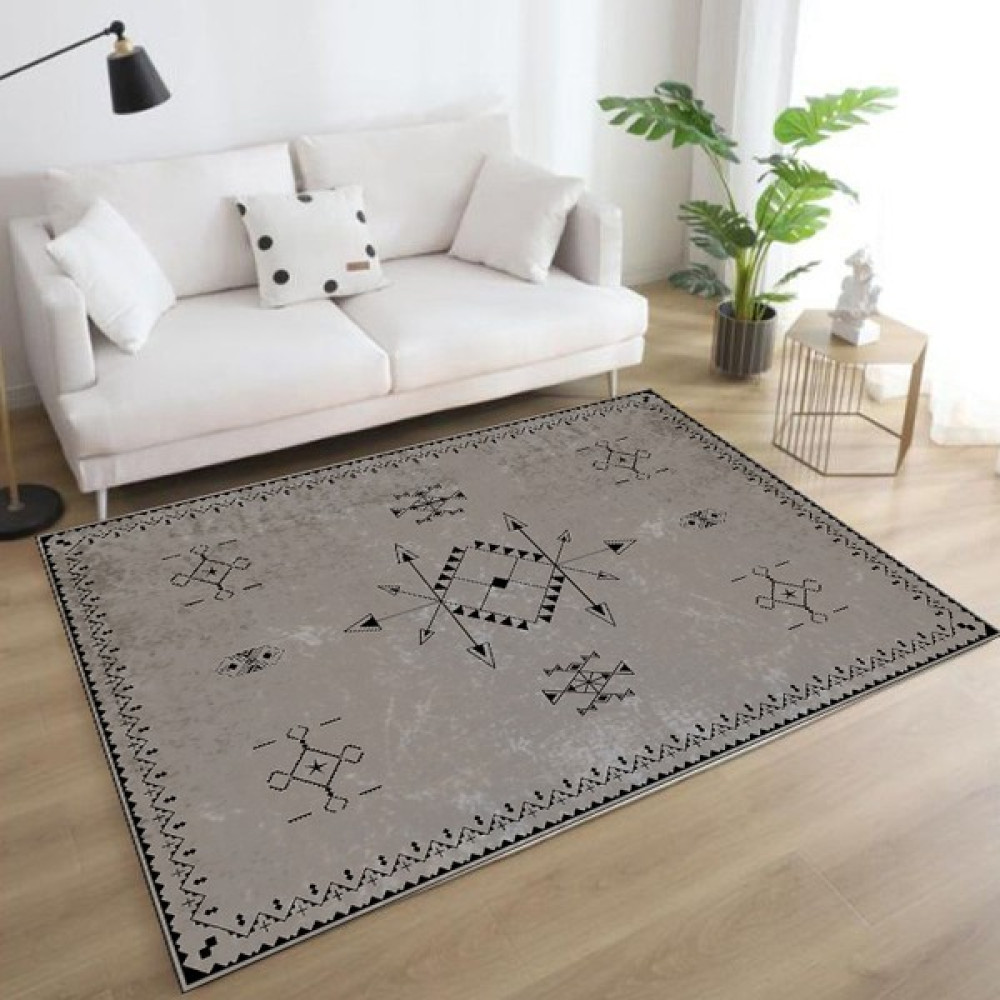 Sihirli Halı Dijital Baskı Yıkanabilir Kaymaz Taban Salon Mutfak Koridor Halısı Bej SD957 - 160 x 230 cm Salon Halısı Fiyatı