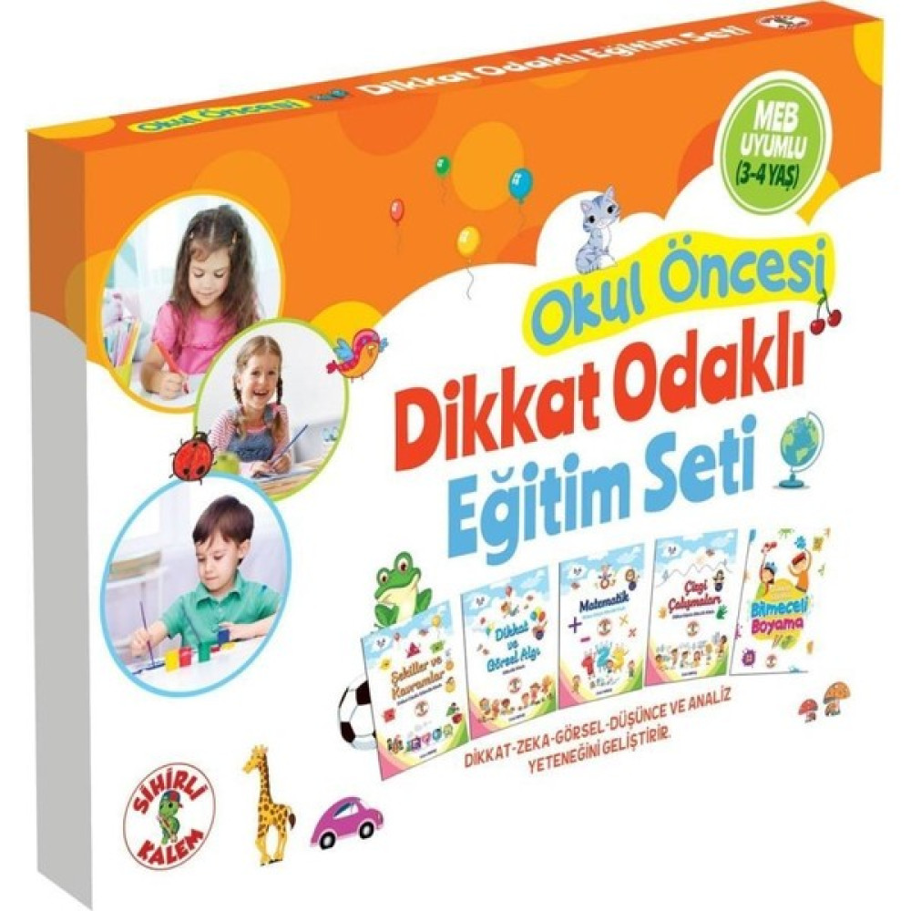 Sihirli Kalem Dikkat Odaklı Eğitim Seti - (3 - 4 Yaş) Zihinsel Gelişim Kitapları Fiyatı