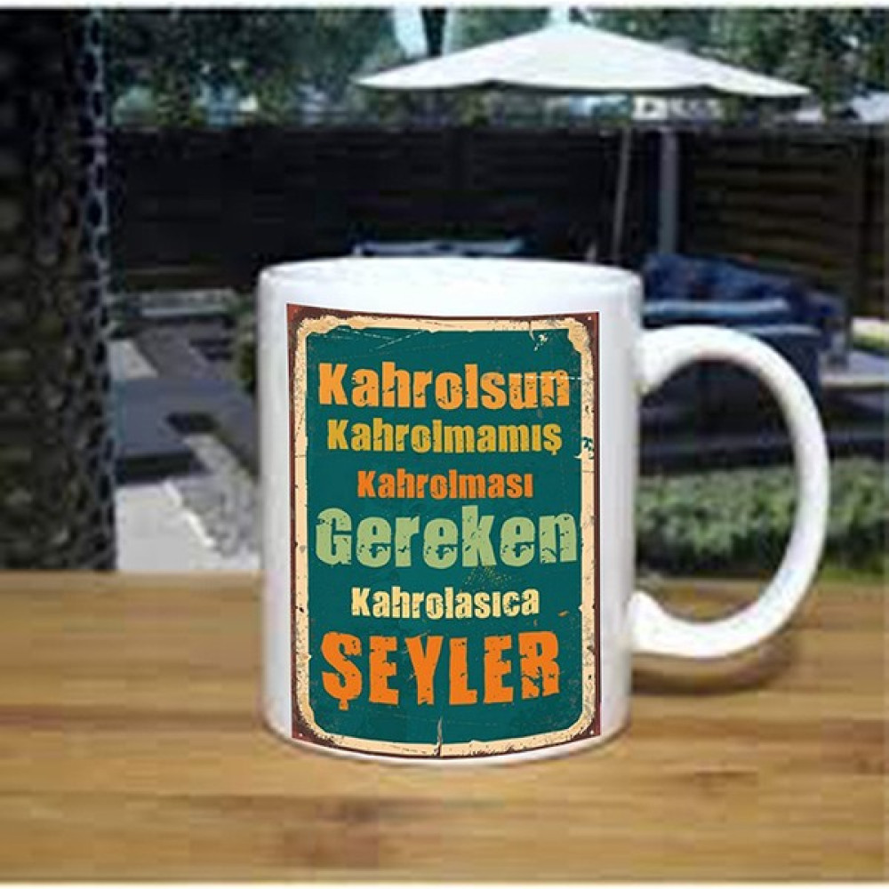 Sihirli Kare Retro Tasarım Kahrolsun Kupa Bardak - 1 Adet - Beyaz - 200 ml Fincan / Bardak / Kahve Takımı Fiyatı