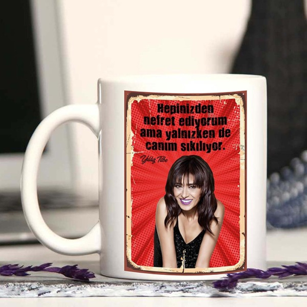 Sihirli Kare Retro Tasarım Yıldız Tilbe Kupa Bardak - 1 Adet - Beyaz - 200 ml Fincan / Bardak / Kahve Takımı Fiyatı