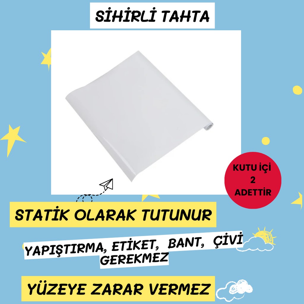 Sihirli Tahta Beyaz Akıllı Tahta 60 x 100 cm + Kalem Kalem & Yazı Gereçleri Fiyatı