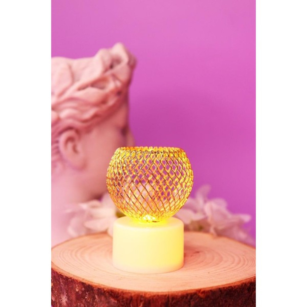 Şık Tasarımlı Dekoratif Mini Gece Lambası Sarı Renk 6 cm (Ağız Kısmı Açık Olan) Led Aydınlatmalar Fiyatı