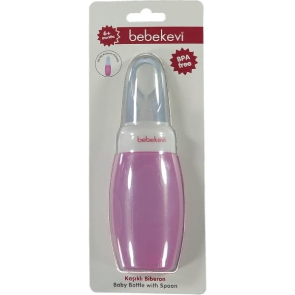 Sıkmalı Silikon Kaşıklı Biberon 225ML - Pembe - 225 ml Biberon Fiyatı