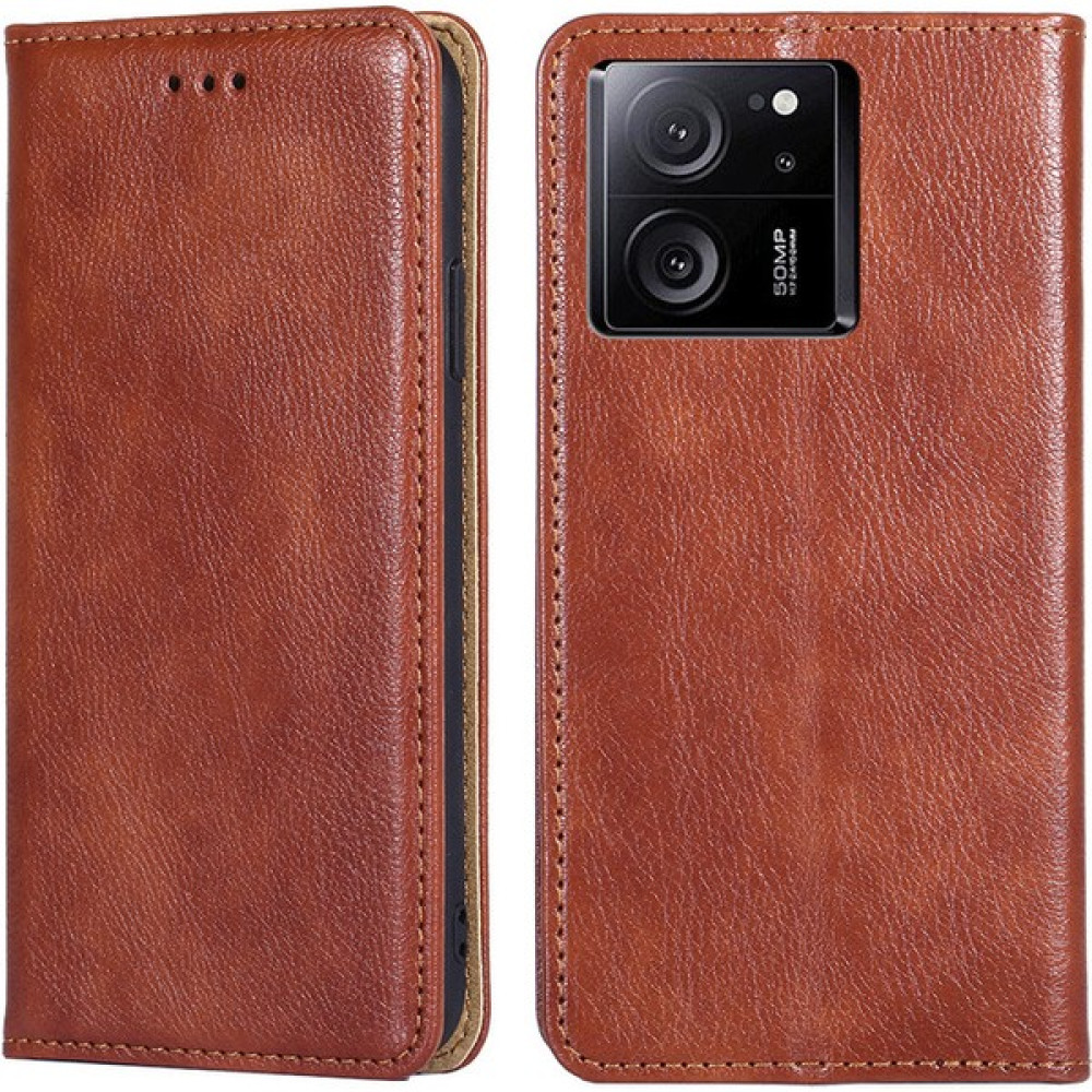 Sikote Xiaomi 13T / 13T Pro / Redmi K60 Ultra Pu Deri Cüzdan Kılıfı Standlı Flip Kapak Kart Tutucu Kahverengi (Yurt Dışından) - 13T /13T Pro Cep Telefonu Kılıfı Fiyatı