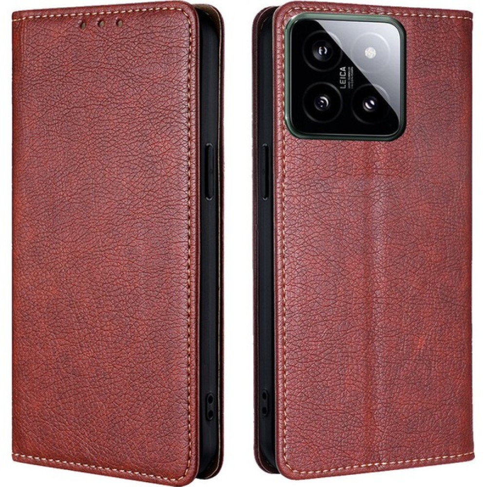 Sikote Xiaomi 14 Pu Deri Cüzdan Kılıfı Standlı Flip Kapak Kart Tutucu Kahverengi (Yurt Dışından) Cep Telefonu Kılıfı Fiyatı
