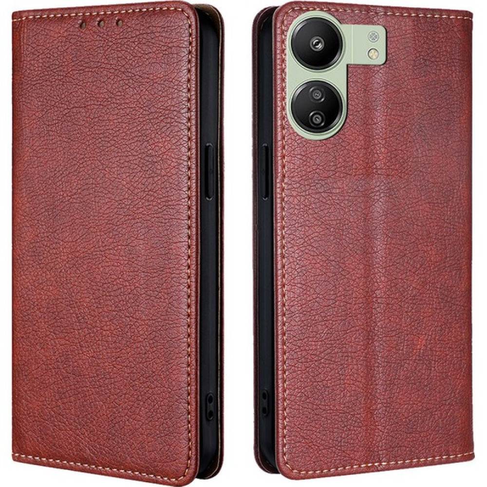Sikote Xiaomi Redmi 13C/POCO C65/POCO X6 Pro Pu Deri Cüzdan Kılıfı Standlı Flip Kapak Kart Tutucu Kahverengi (Yurt Dışından) - Redmi 13C Cep Telefonu Kılıfı Fiyatı
