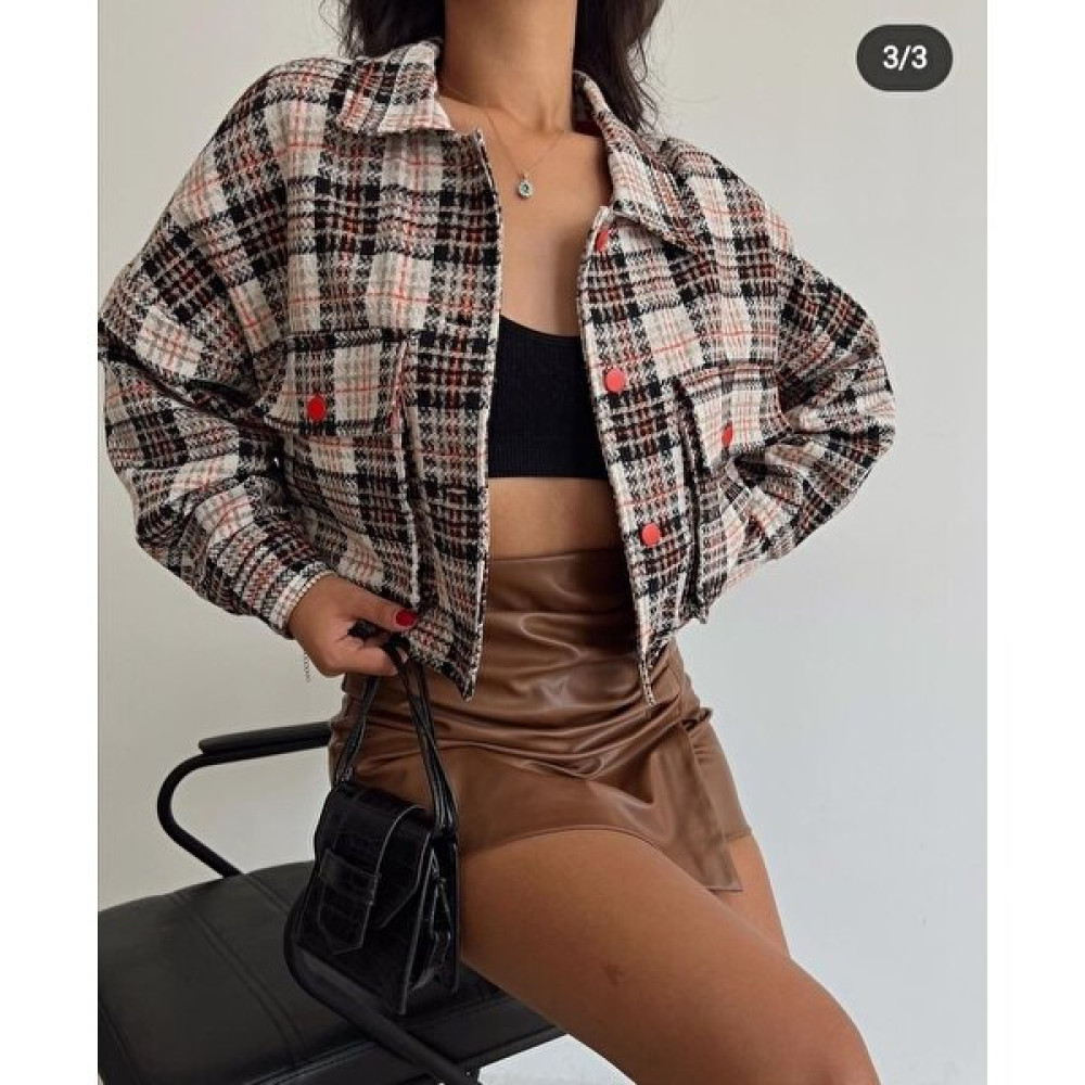 Şıkşıkıdım Butik Ekose Crop Ceket Bayan Ceket Fiyatı