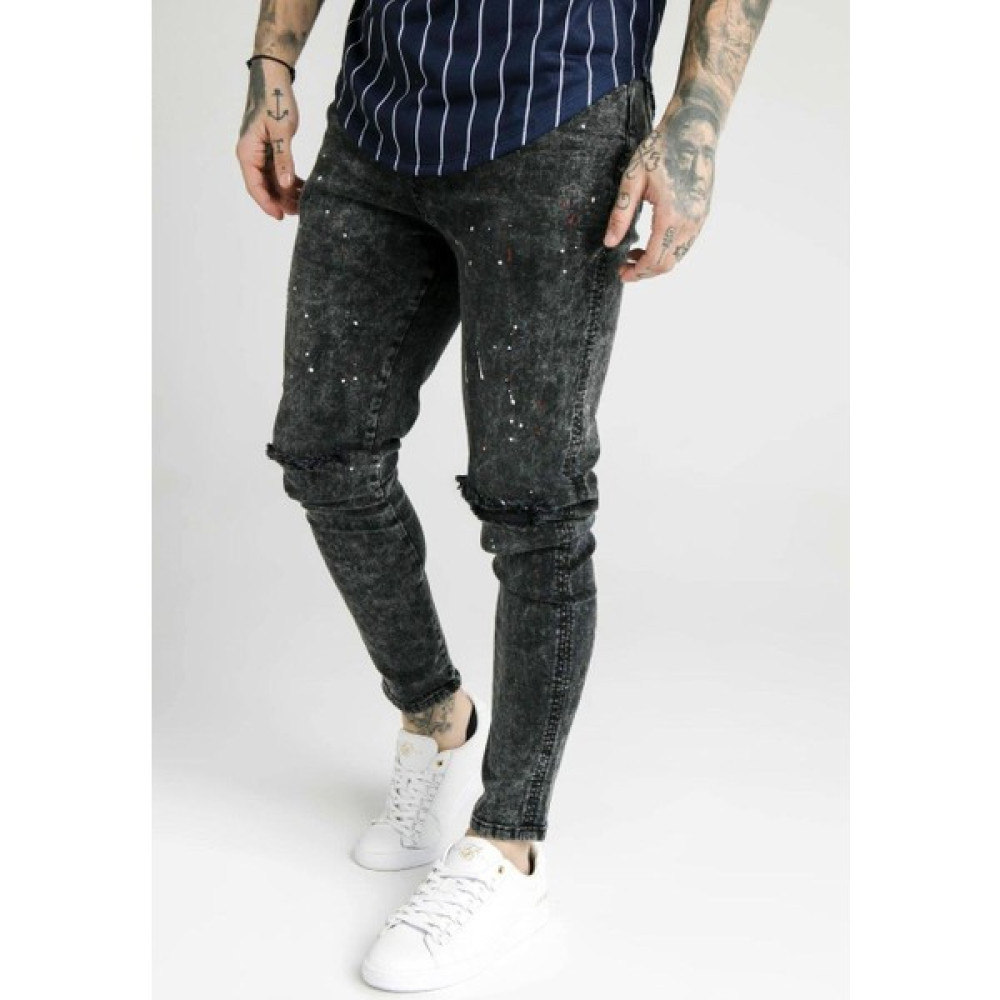 Siksilk Bust Knee Erkek Kot Pantolon Black Erkek Jeans / Kot Pantolon Fiyatı