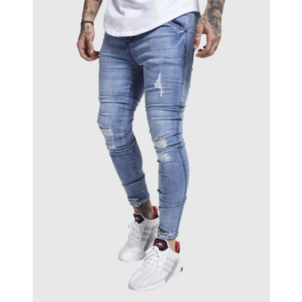 Siksilk Distressed Washed Denims Erkek Kot Pantolon Erkek Jeans / Kot Pantolon Fiyatı
