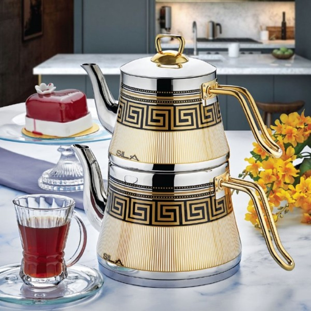 Sıla Porselen Artuklu Dekorlu Siyah Gold Çaydanlık Çay / Çaydanlık Setleri Fiyatı