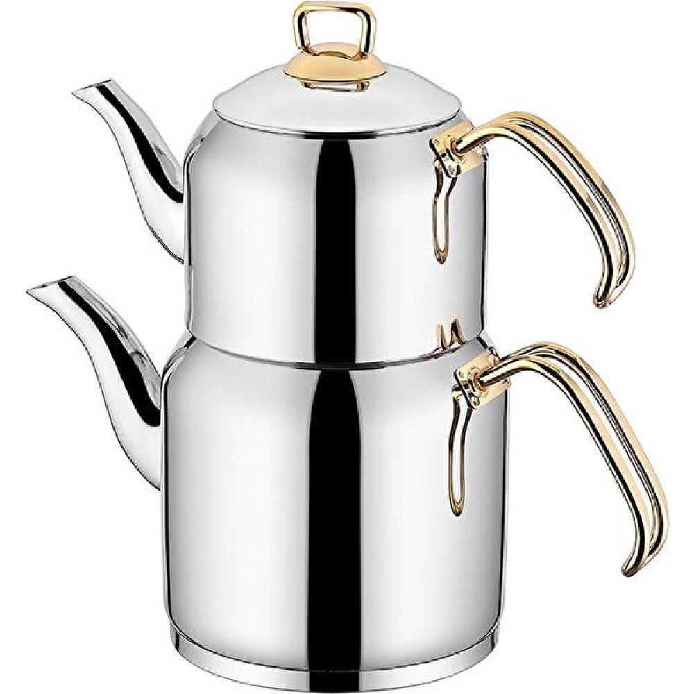 Sıla Truva Gold 3,5 Litre Aile Boy Çelik Çaydanlık Takımı Çay / Çaydanlık Setleri Fiyatı