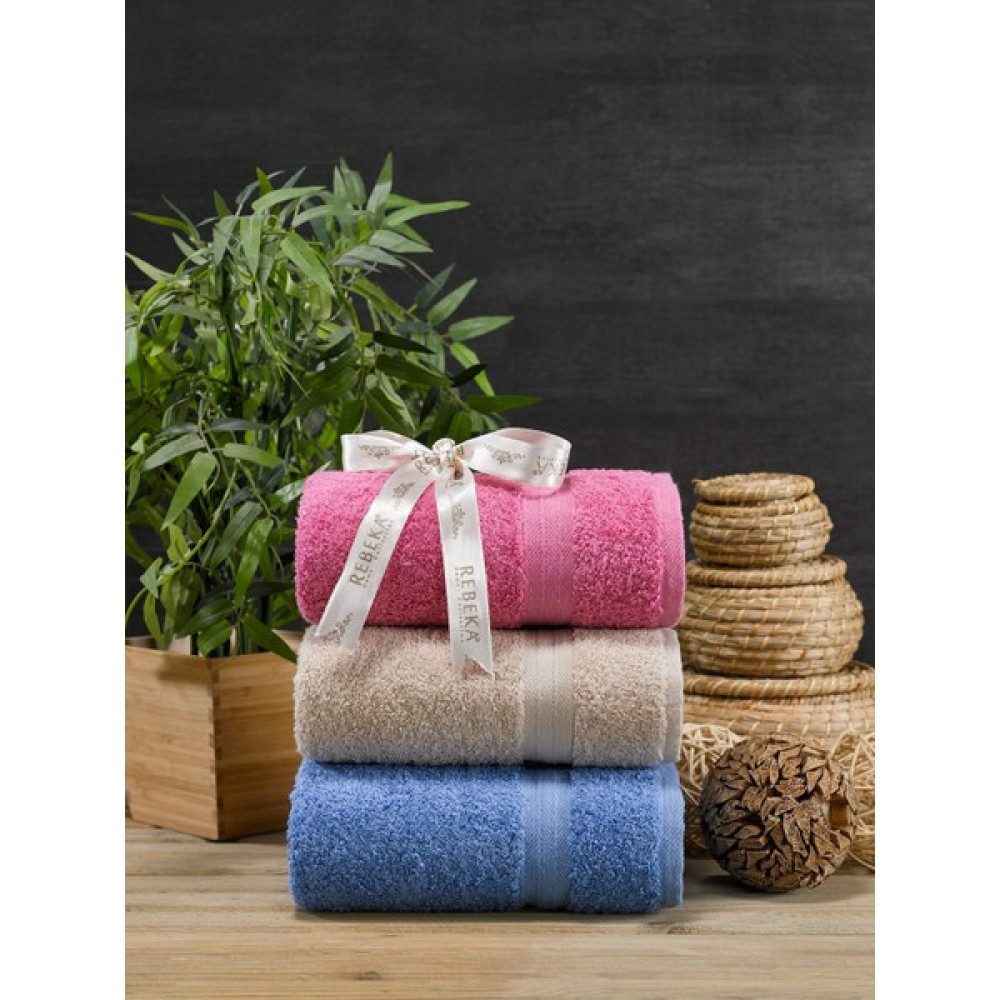 Şilay Home Şilay 3'lü 50X90 Rainbow Havlu Seti Pembe Kahve Mavi - 50 x 90 cm El / Yüz Havlusu Fiyatı