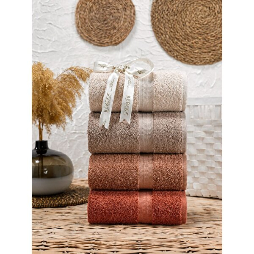 Şilay Home Şilay Rainbow 4'lü Havlu Seti 50X90 Pamuk - Kahverengi - 50 x 90 cm El / Yüz Havlusu Fiyatı