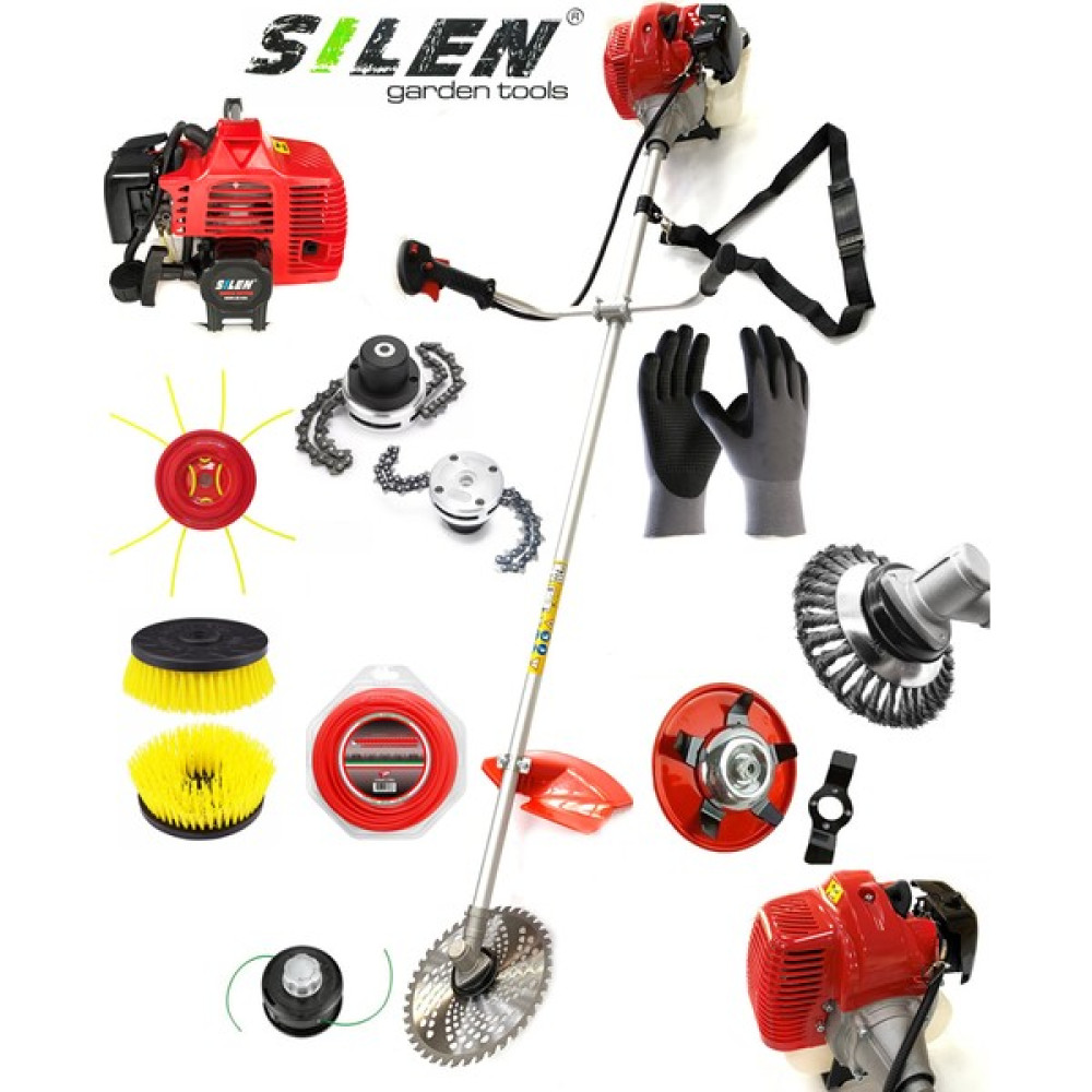 Silen Profesyonel Benzinli 8 Başlıklı Yan Tırpan Çim Biçme Makinesi Ultra Lüks Set Ot Çalı Biçme Makinesi 3.2kw 4.6hp Bahçe Makinesi Fiyatı