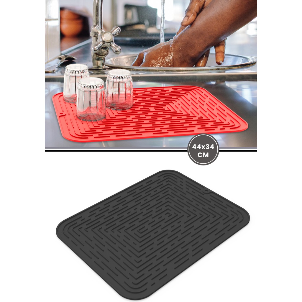 Silicolife Bulaşık Kurutma Matı, Bulaşıklık - Su Toplamaz Silikon Bulaşık Altlığı Büyük Boy 44X34 cm Siyah Diğer Fiyatı