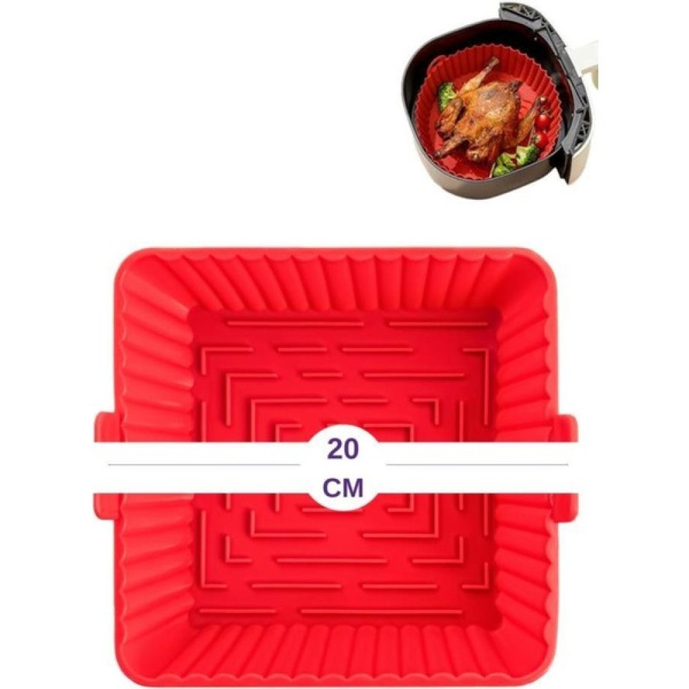 Silicolife Onikiden Airfryer Silikon Kare Pişirme Kabı ve 6’lı Kek Muffin Kalıbı Set- Hava Fritözleriyle Uyumlu - Renk - Kırmızı Kek Kalıpları Fiyatı