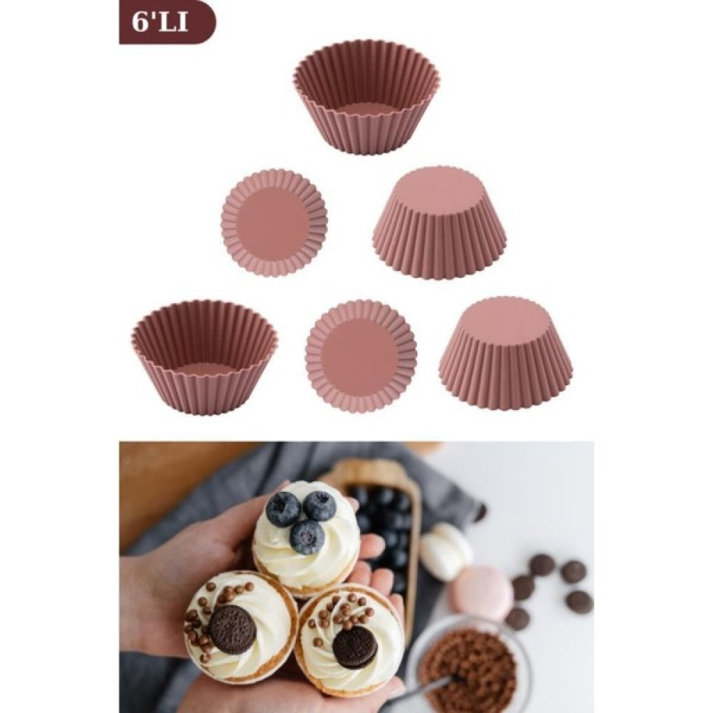 Silicolife Onikiden Airfryer Yapışmaz Kek Muffin Kalıbı 6’lı - Tüm Hava Fritözleriyle Uyumlu SL33 - Renk - Kahverengi Kek Kalıpları Fiyatı