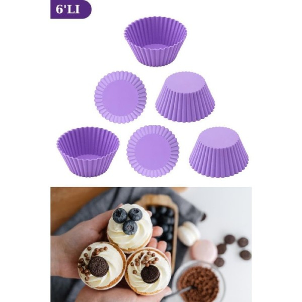 Silicolife Onikiden Airfryer Yapışmaz Kek Muffin Kalıbı 6’lı - Tüm Hava Fritözleriyle Uyumlu SL33 - Renk - Lila Kek Kalıpları Fiyatı