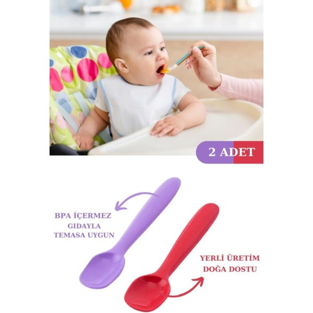 Silicolife Silikon Mama Kaşığı 2 Adet - Kırmızı Lila Mama Seti Fiyatı