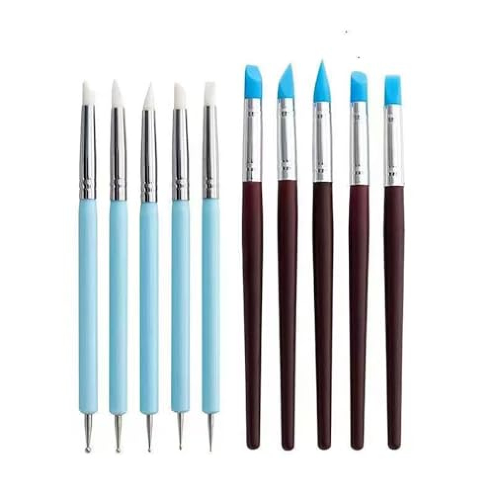 Silicone Clay Sculpting Tools 10 Piece Styling Dots for Rocks, Nails, Blending, Drawing Styling Dots Tools and Pottery Crafts DIY Crafts, Silicone Brushes, Sculpting Pottery (Silicone - 10 pcs)