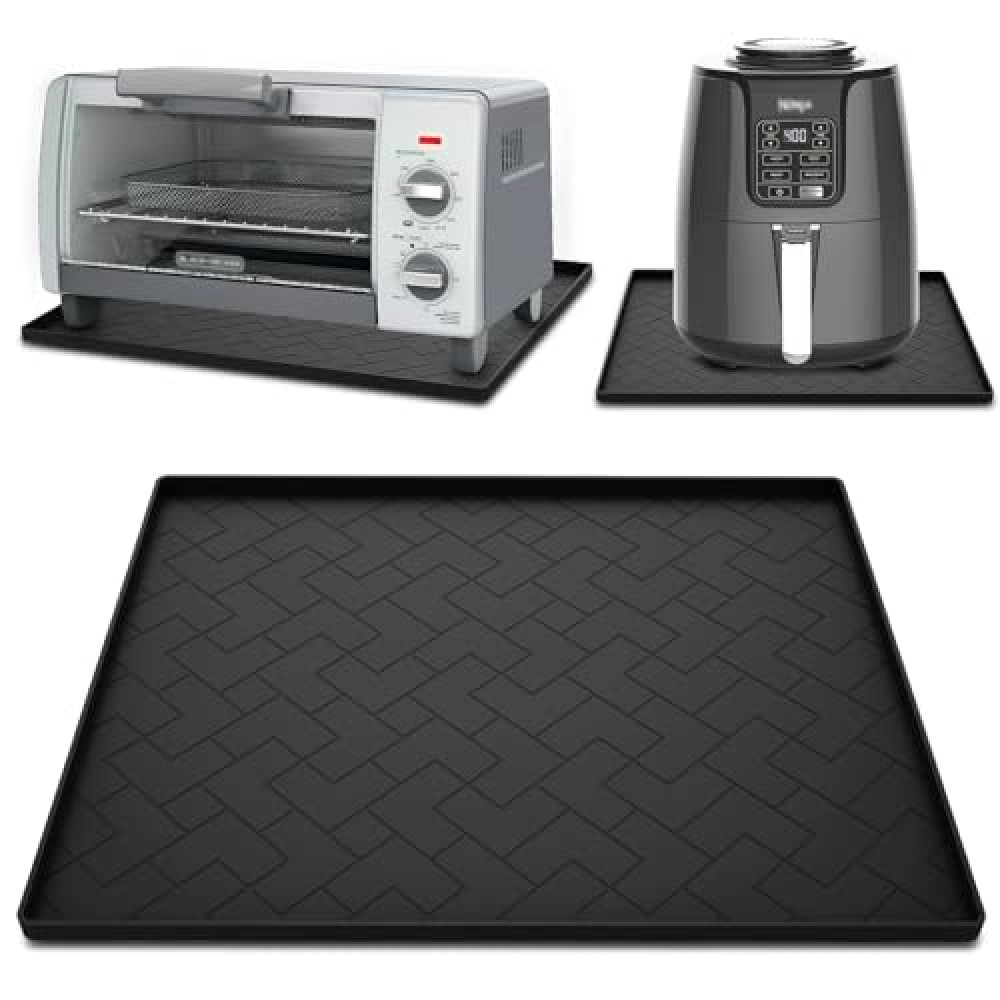 Silicone Heat Resistant Mat For Air Fryer,18''x15''x0.5''-Perfect for Ninja,COSORI,Chefman and Most Air Fryers Bottom Silicone air fryer mat-Protects Countertops From Damage and Scratches（1Pack Black）