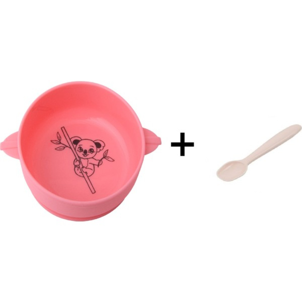Silikon Bebek Beslenme Mama Kasesi Pembe ve Silikon Mama Kaşığı Set Mama Seti Fiyatı