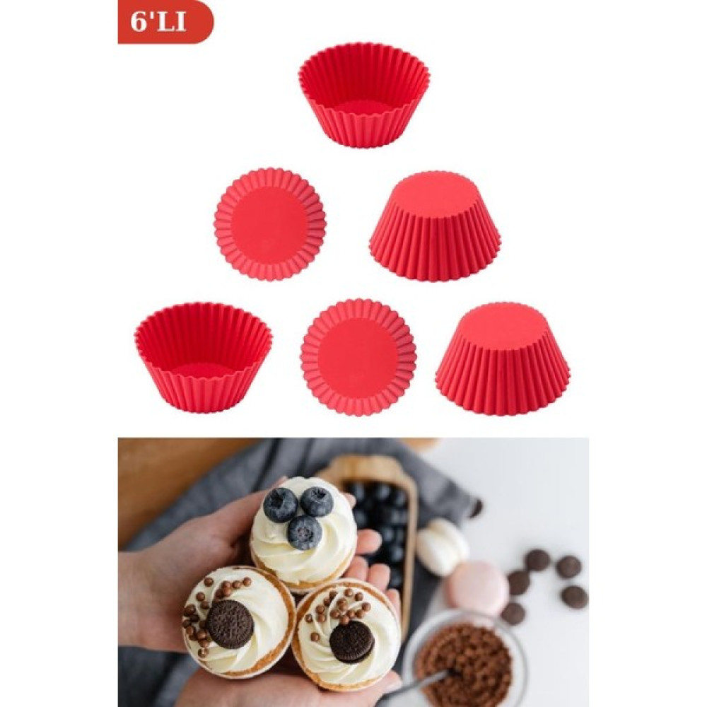 Silikon Onikiden Airfryer Silikon Kek Muffin Kalıbı 6’lı - Tüm Hava Fritözleriyle Uyumlu SL33 - Renk - Kırmızı Kek Kalıpları Fiyatı
