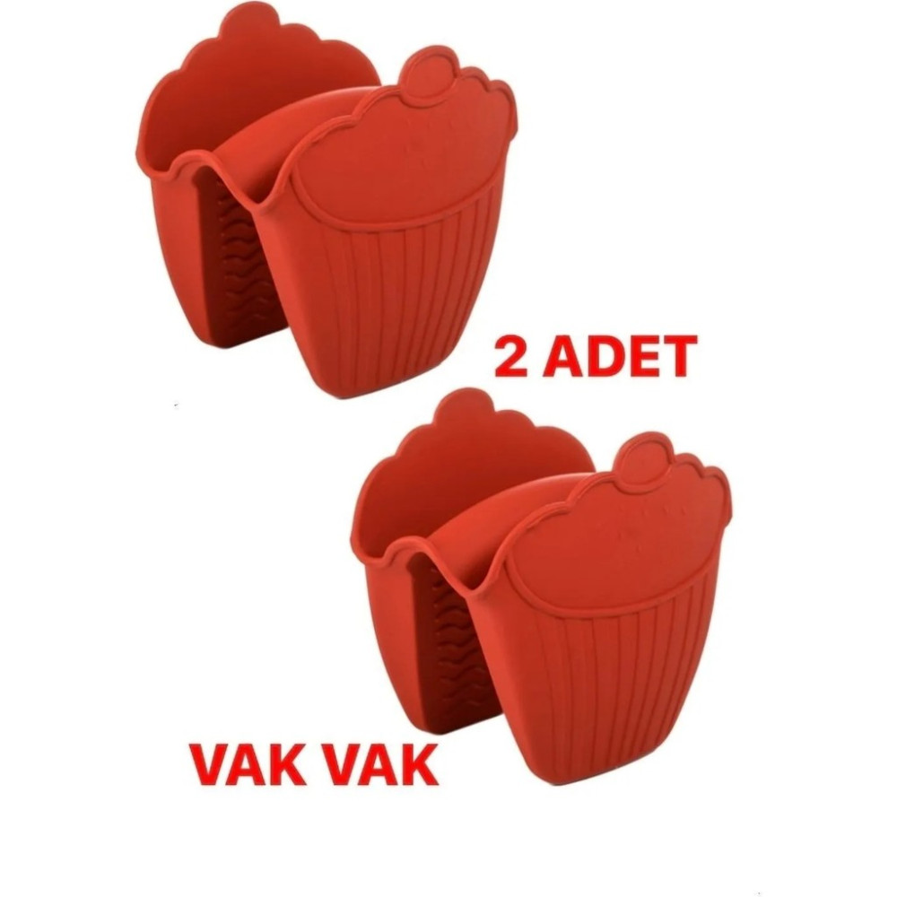 Silikon Tepsi Tutacağı 2 Li Vak Vak Seti - 10 cm - Kırmızı Diğer Fiyatı