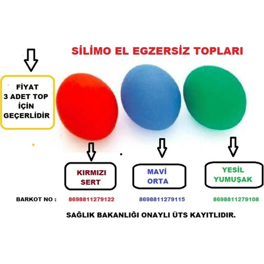 Silimo 3 Lü Set El Bilek Parmak Güçlendirme Egzersiz Topu - Silikon Stres Topu Parmak Güçlendirme Topu Kondisyon Aletleri Fiyatı