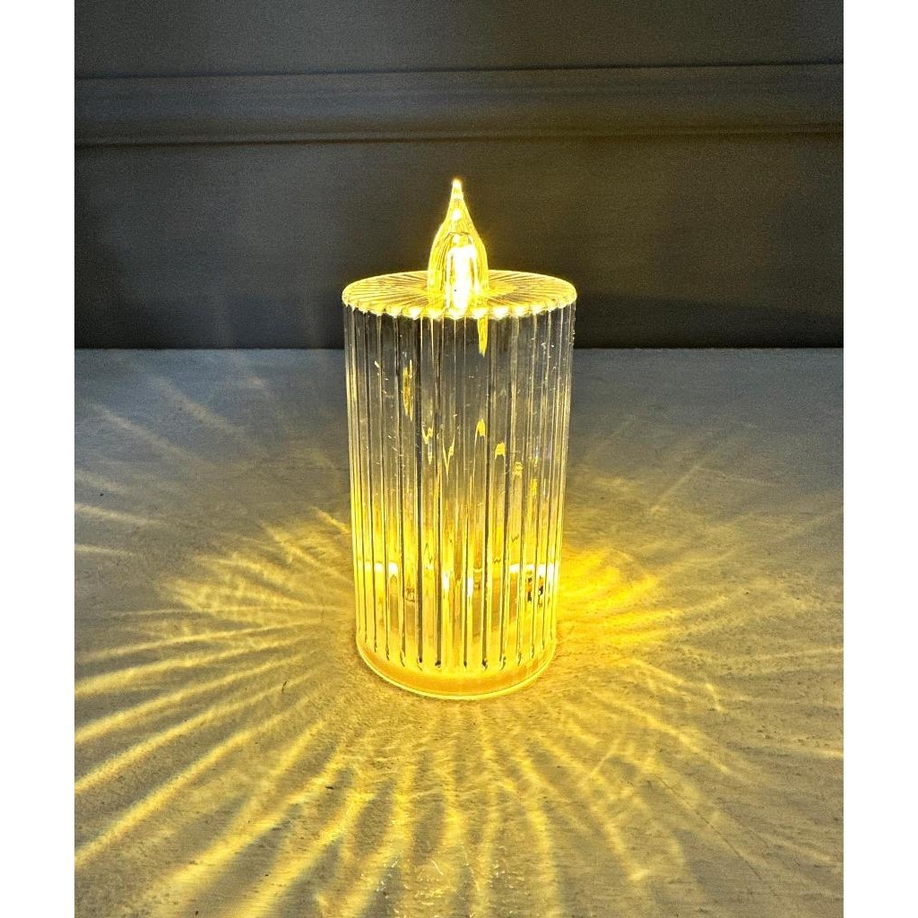 Silindir Model Pilli LED Mum 13 cm - Şeffaf Gece Lambası Fiyatı