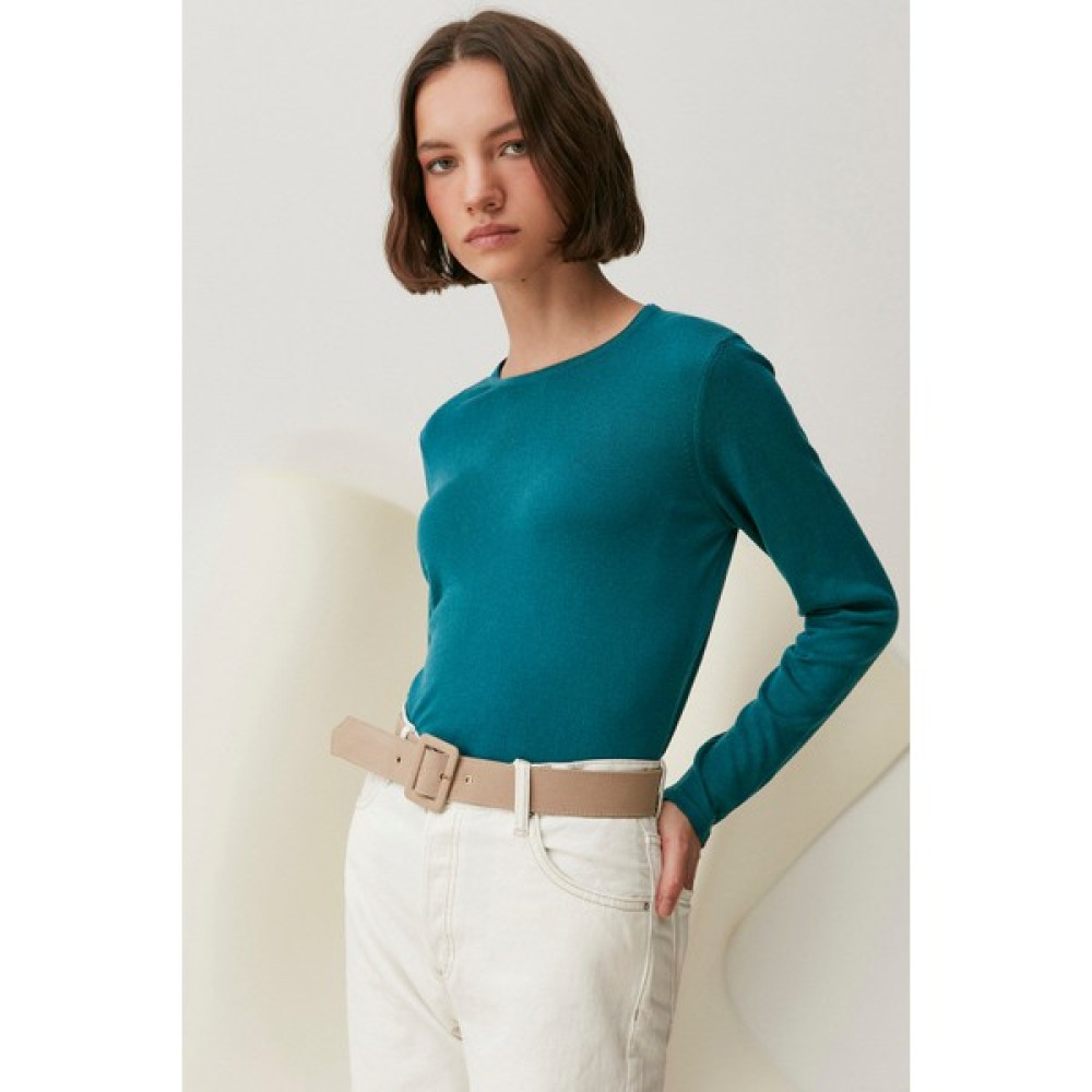 Silk And Cashmere Tavuskusu Ipek ve Kaşmir Yuvarlak Yaka Uzun Kollu Aleyna Triko Bayan Kazak & Süveter & Triko Fiyatı