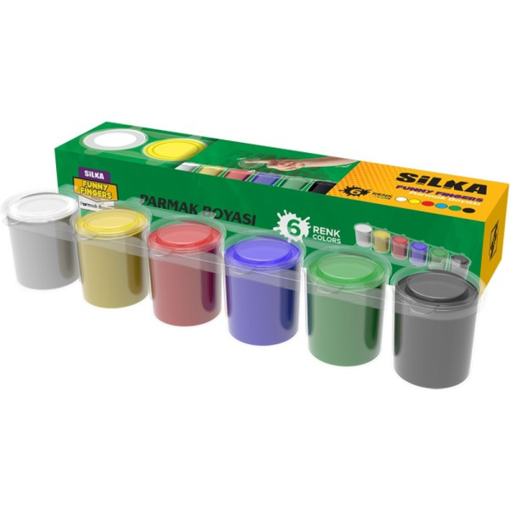 Silka Parmak Boyası 6 Renk x 25ML - Renkli Yüz & Parmak Boyası Fiyatı