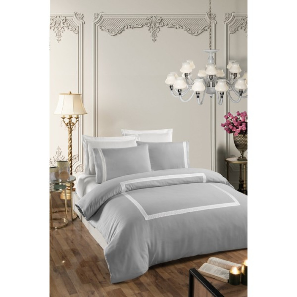 Silkarea Buckingam V.2  Nevresim Takımı King Size - Gri - Beyaz - 240 x 220 cm Nevresim Takımı Fiyatı
